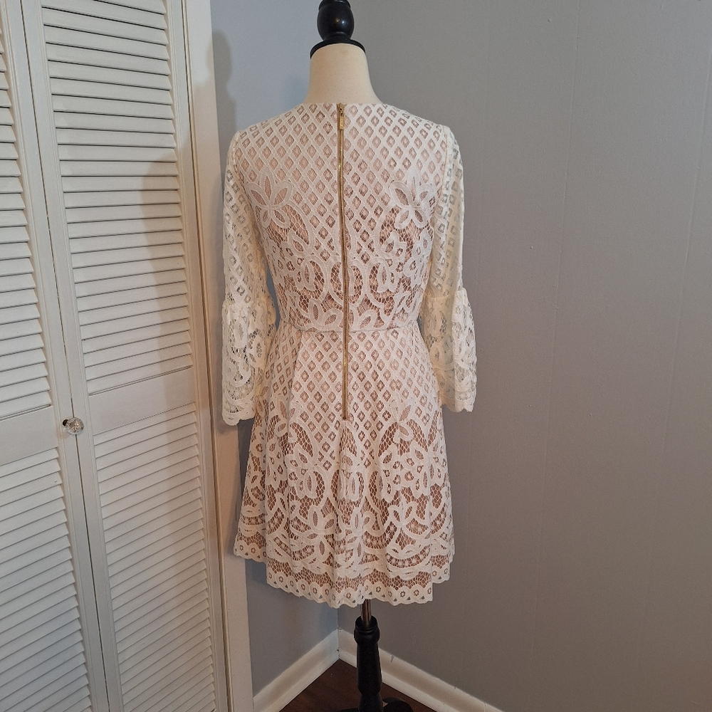 Eliza J Fit And Flare Pleated Lace Dress Sz 4 *J - Picture 7 of 10